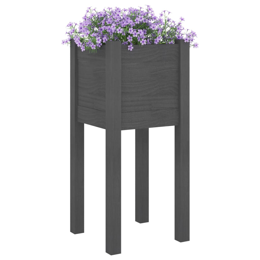 vidaXL Záhradné kvetináče 2 ks sivé 31x31x70 cm borovicový masív