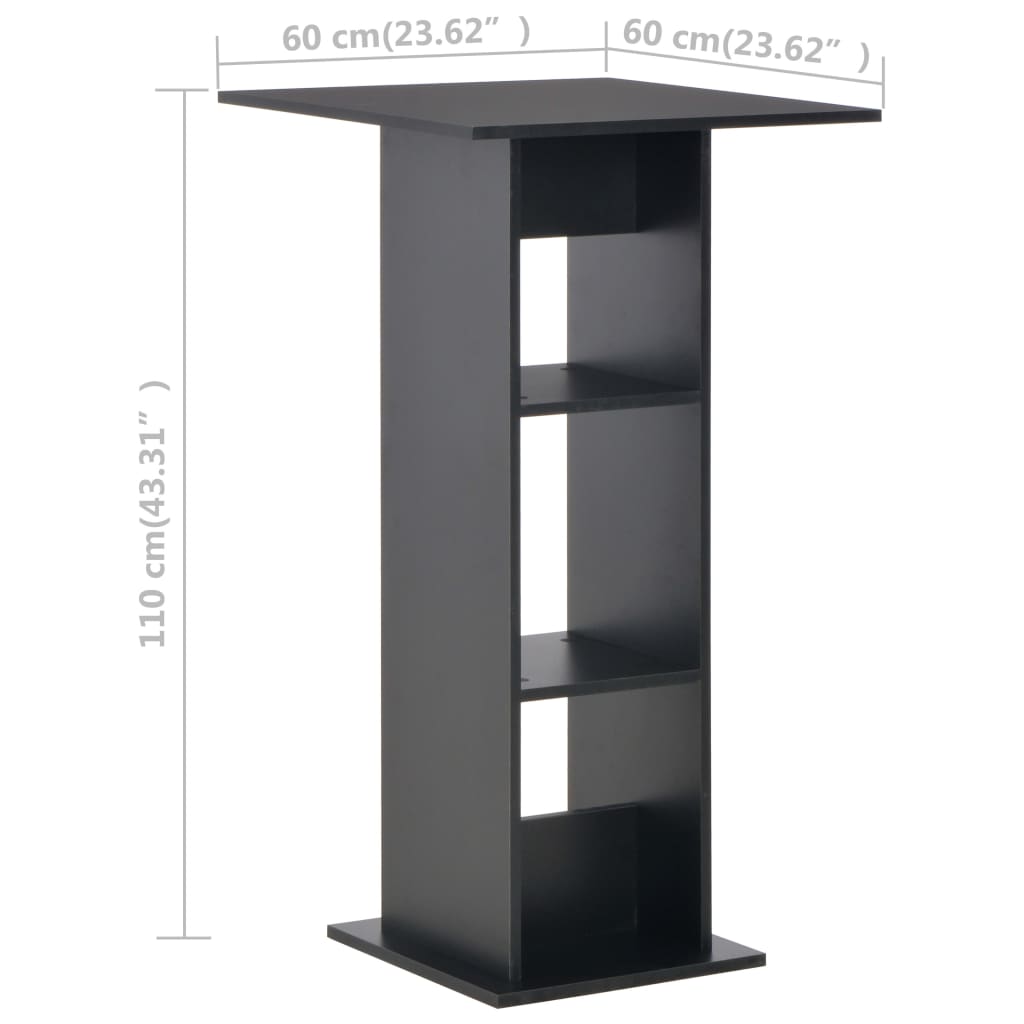 vidaXL Barový stôl čierny 60x60x110 cm