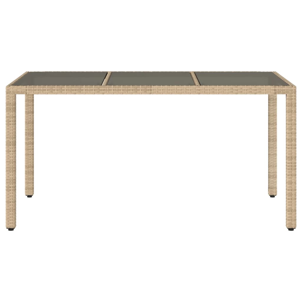 vidaXL Záhradný stôl so sklenenou doskou béžový 150x90x75 cm polyratan
