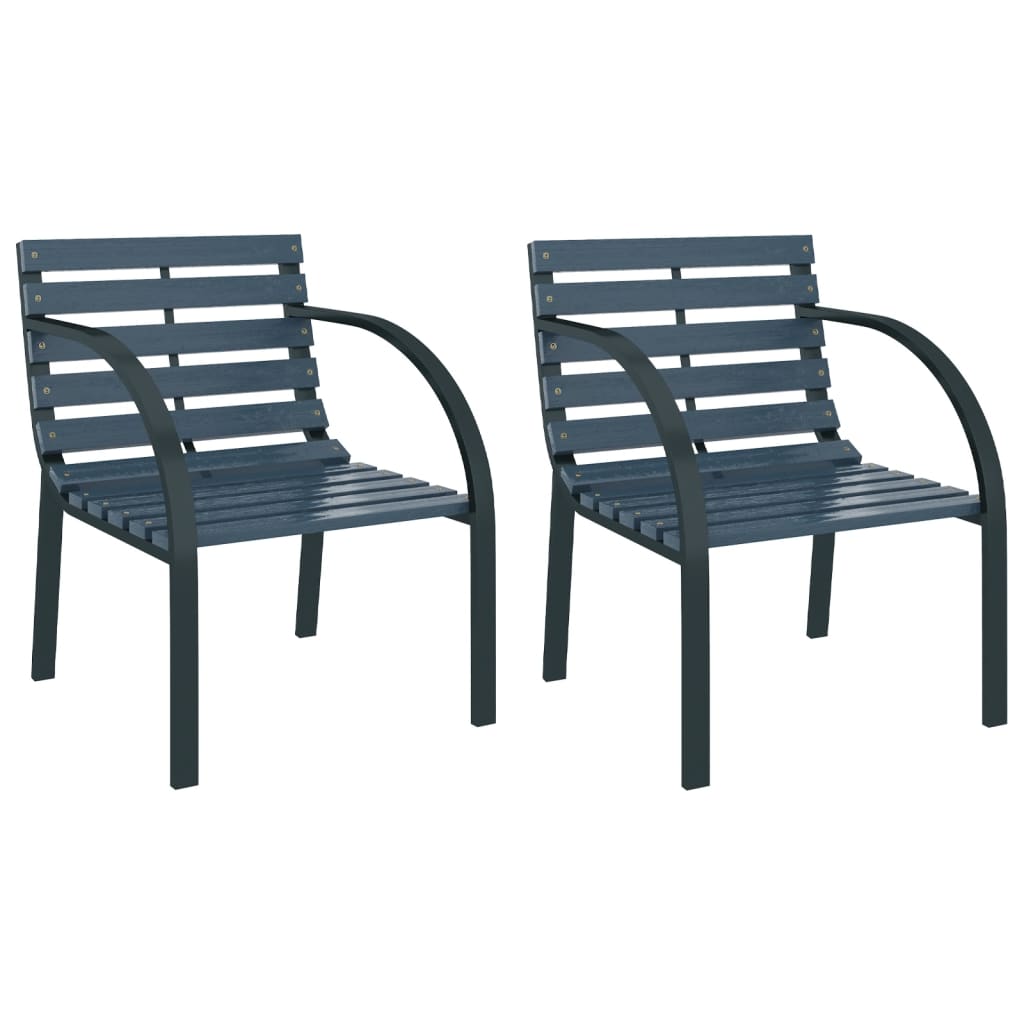 vidaXL Záhradné stoličky 2 ks, sivé, drevo
