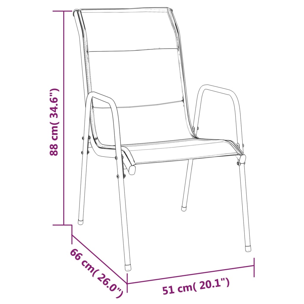 vidaXL Záhradné stoličky 2 ks oceľ a textilén čierne