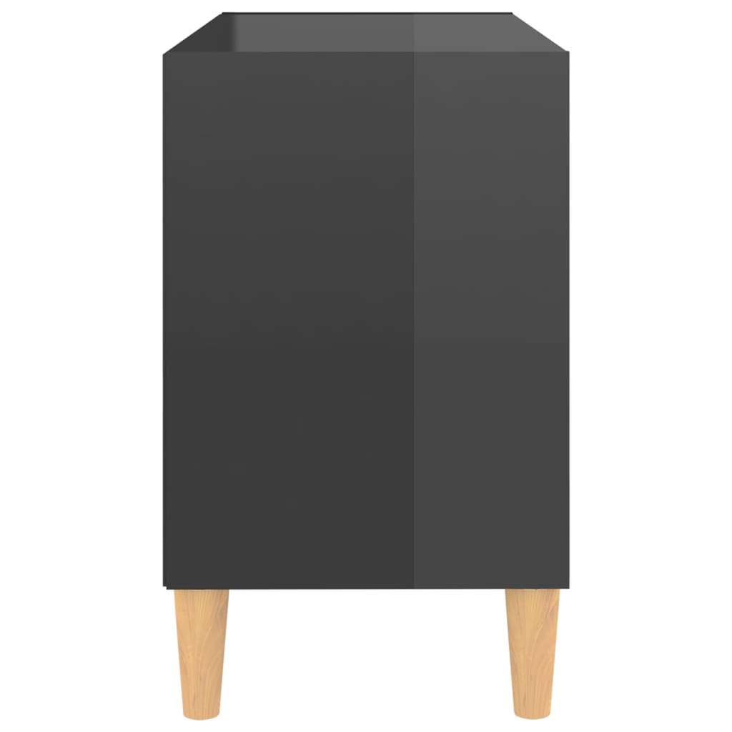vidaXL TV stolík nohy z masívneho dreva lesklý sivý 69,5x30x50 cm