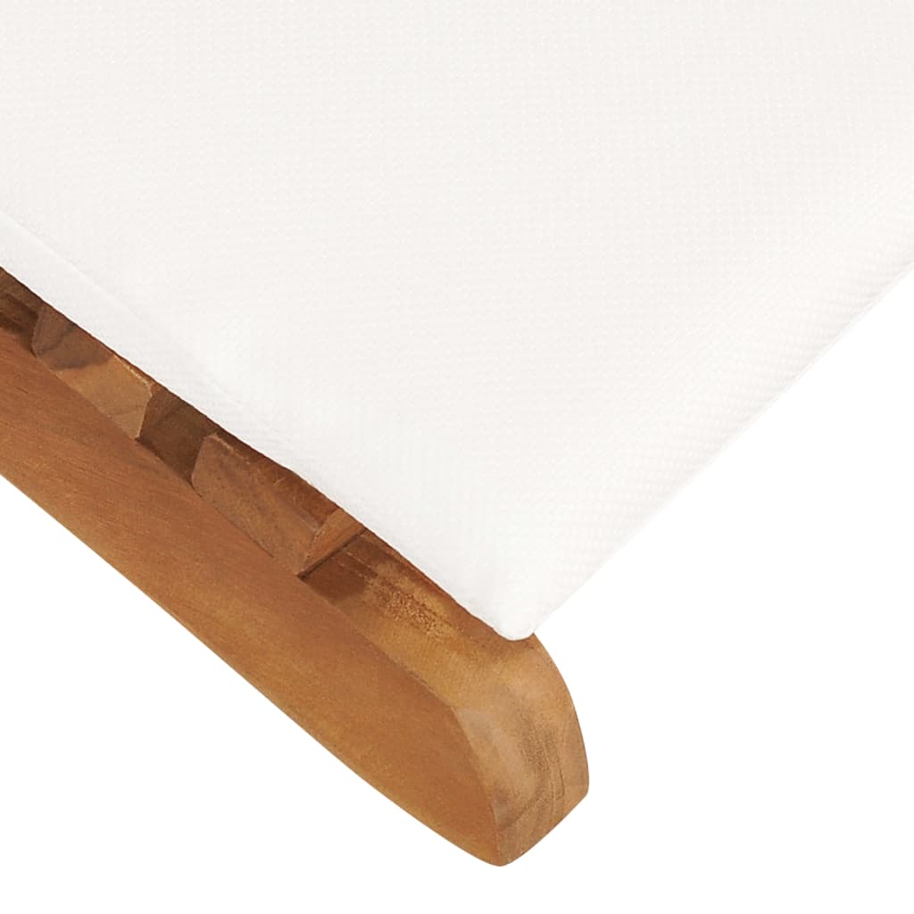 vidaXL Skladacie záhradné ležadlo s vankúšom krémovo-biele teakové drevo