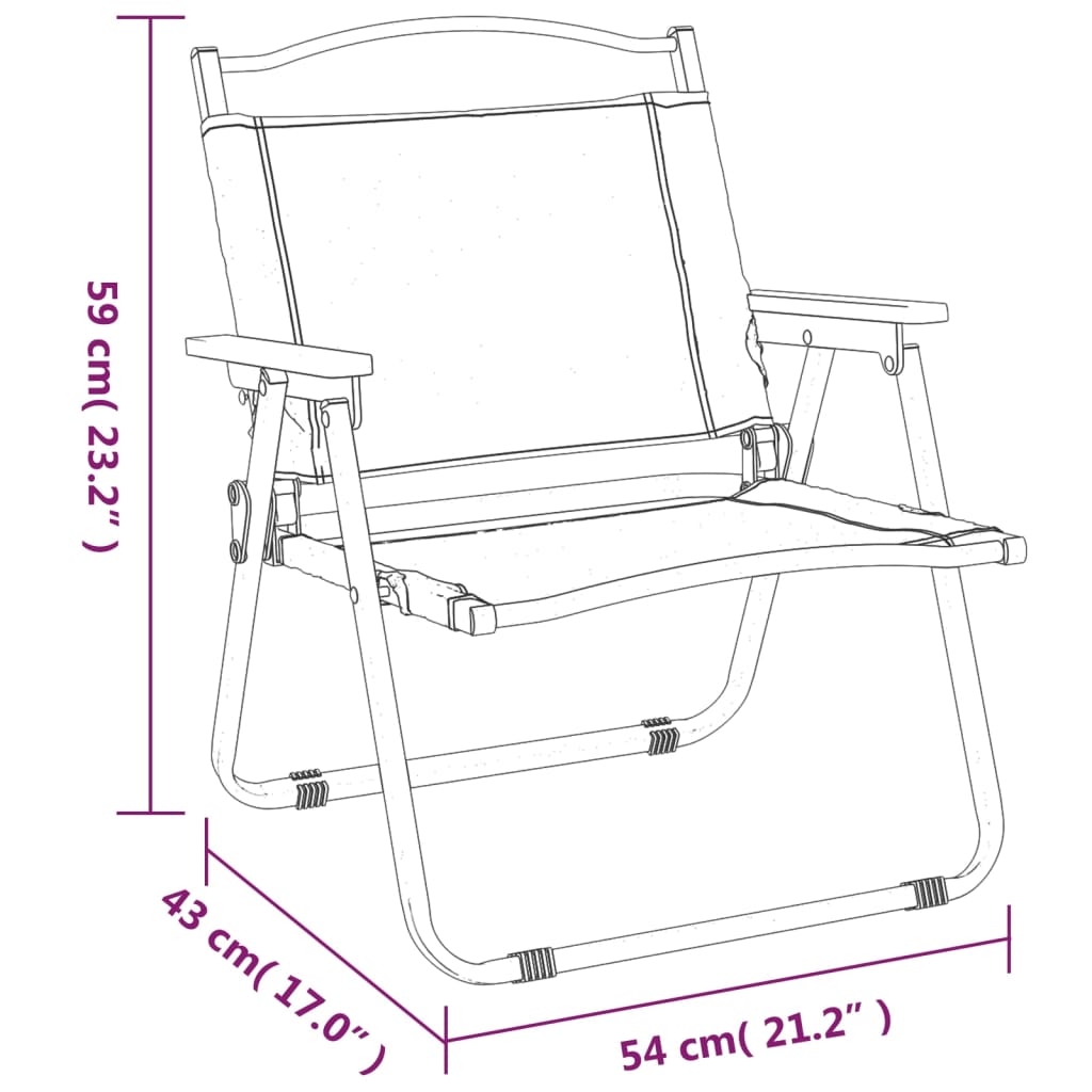 vidaXL Kempingové stoličky 2 ks béžové 54x43x59 cm oxfordská látka