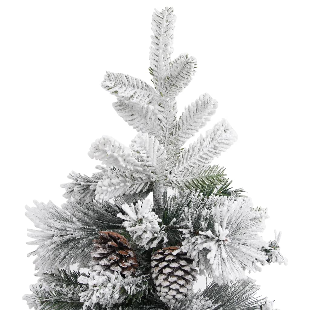 vidaXL Vianočný stromček s vločkami snehu a šiškami 150 cm PVC a PE