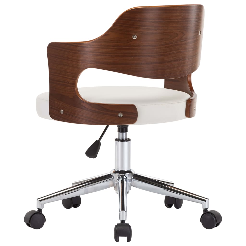 vidaXL Otočné jedálenské stoličky 4ks, biele, ohýbané drevo+umelá koža