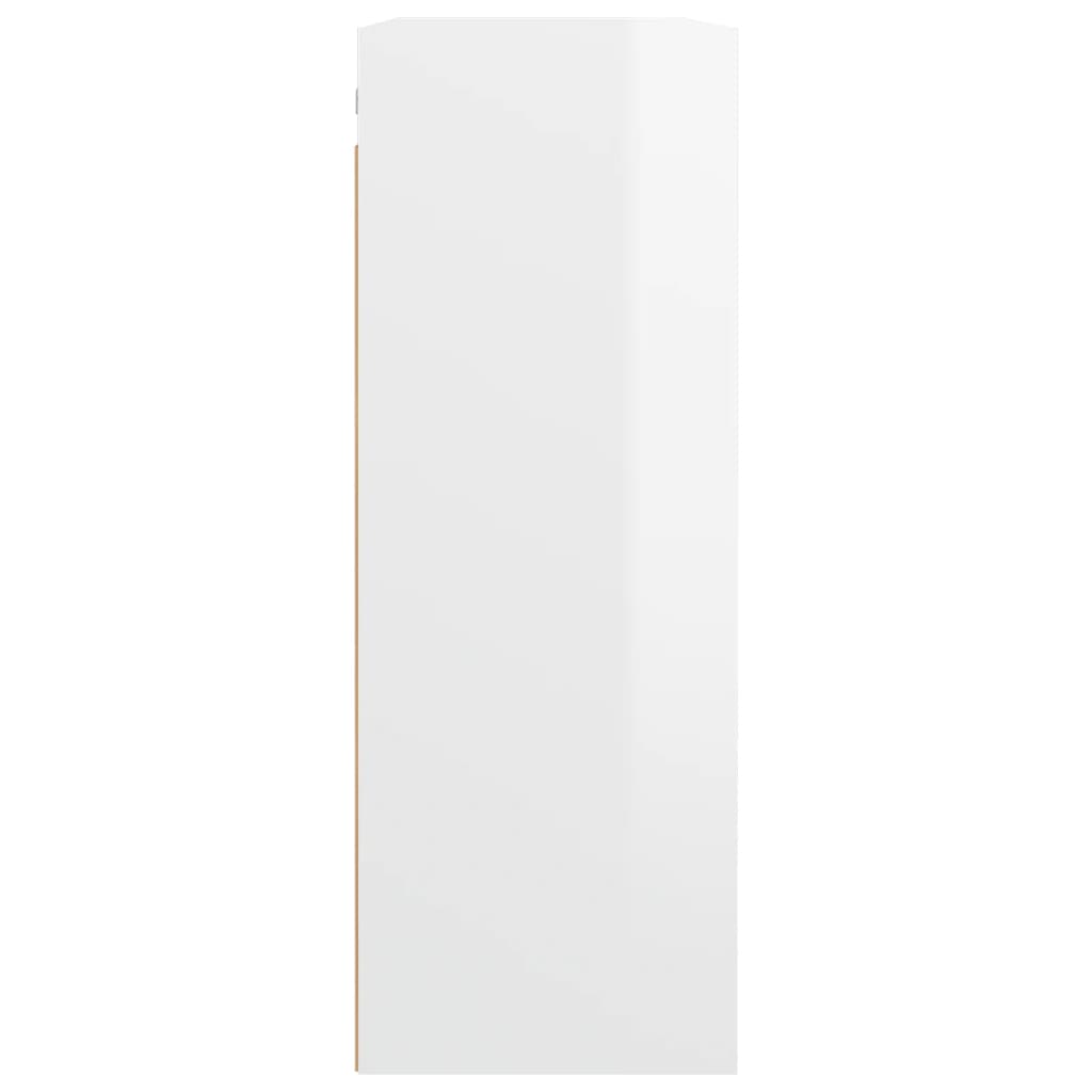 vidaXL Závesná nástenná skrinka lesklá biela 69,5x32,5x90 cm