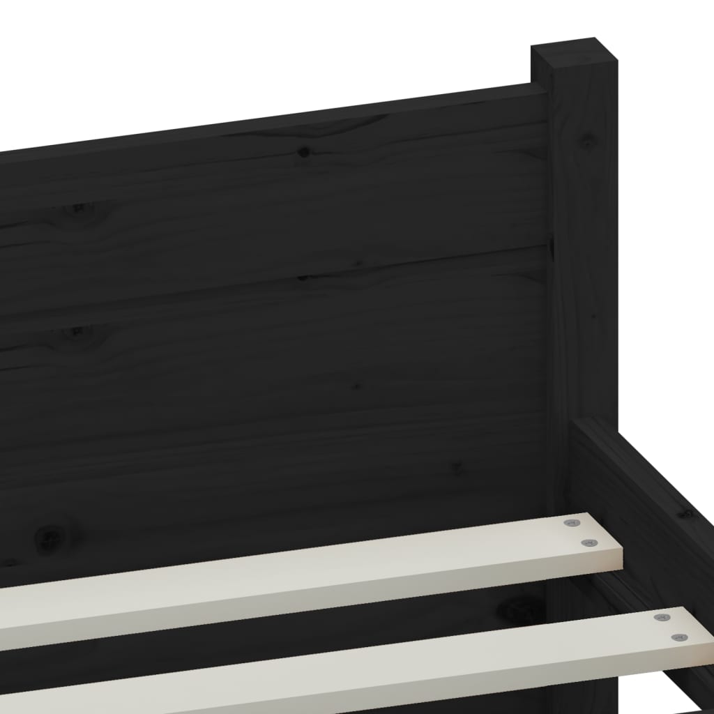 vidaXL Posteľný rám, čierny, drevený masív 150x200 cm, King