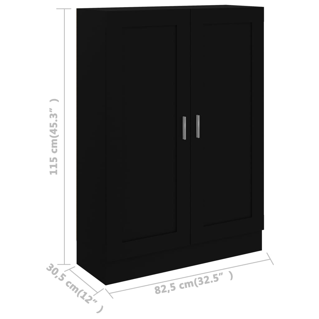 vidaXL Knižnica, čierna 82,5x30,5x115 cm, kompozitné drevo