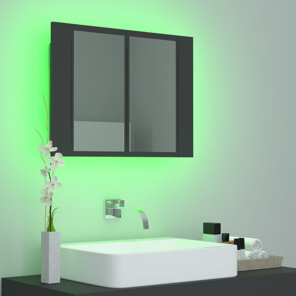 vidaXL LED kúpeľňová zrkadlová skrinka sivá 60x12x45 cm