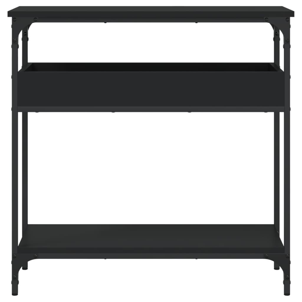 vidaXL Konzolový stolík s policou čierny 75x29x75 cm kompozitné drevo