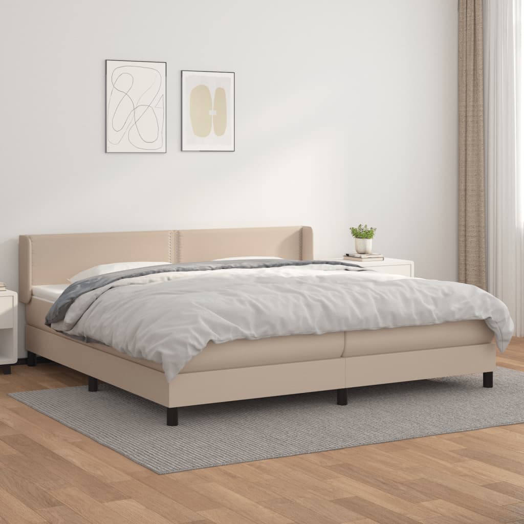 vidaXL Boxspring posteľ s matracom kapučínová 200x200 cm umelá koža
