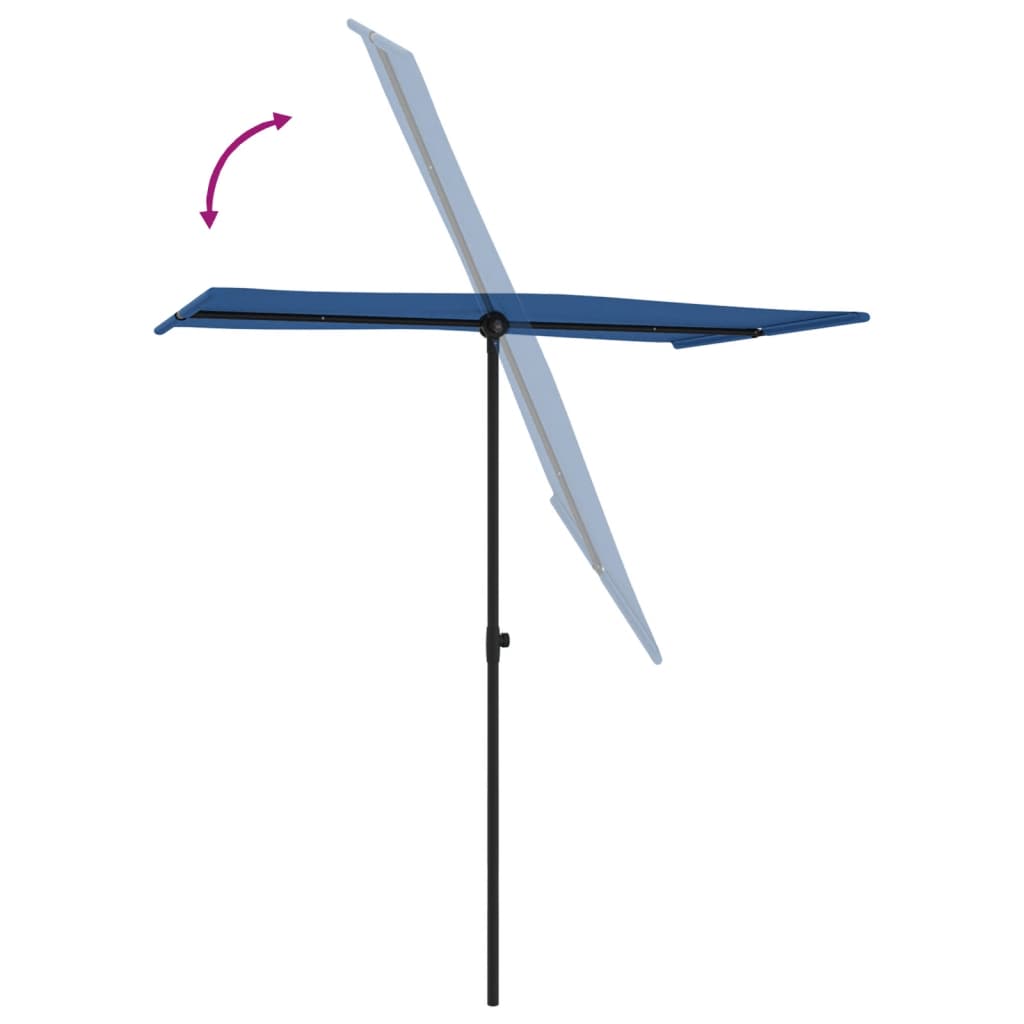 vidaXL Vonkajší slnečník s hliníkovou tyčou 180x110 cm, azúrovo modrý