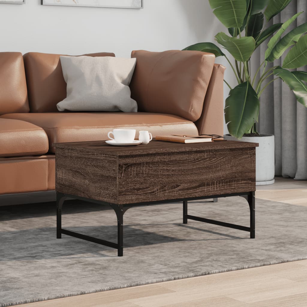 vidaXL Konferenčný stolík, hnedý dub 70x50x40 cm, kompozitné drevo+kov