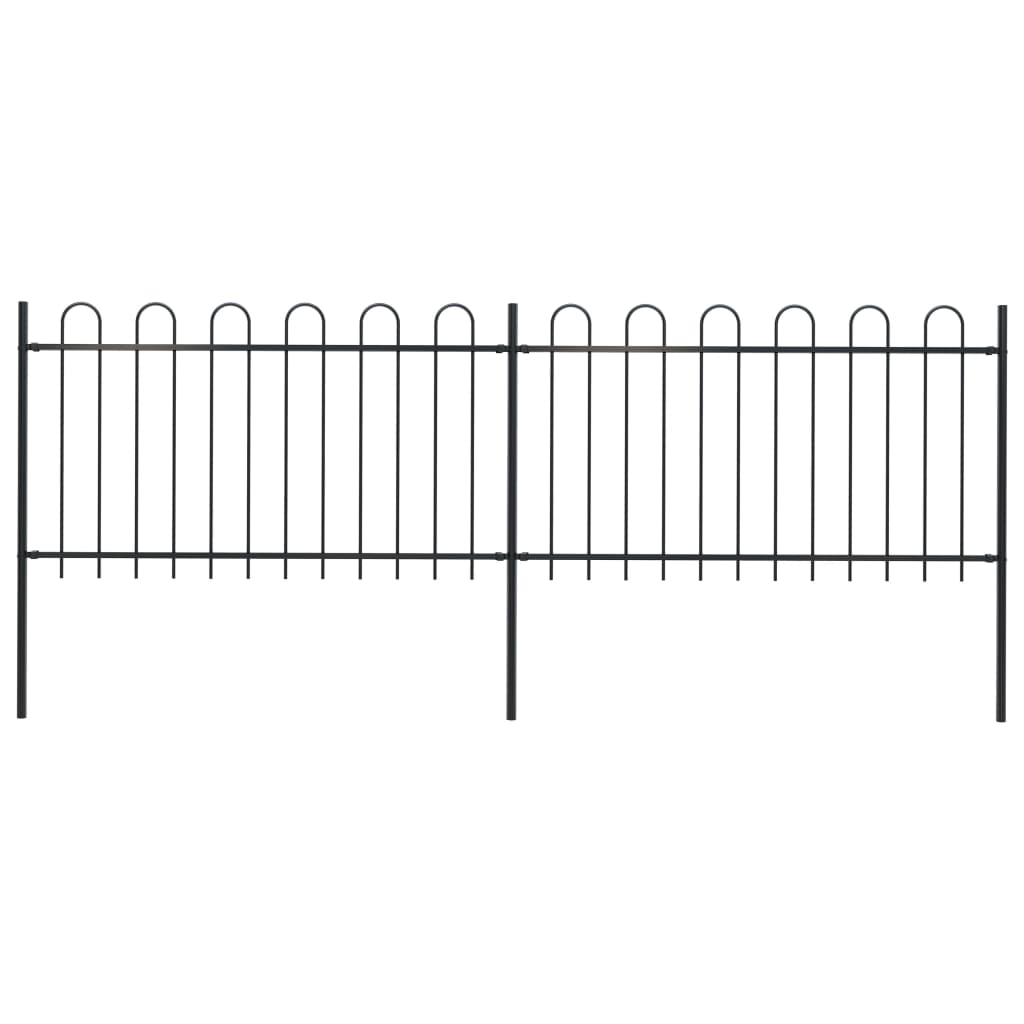 vidaXL Záhradný plot s oblúkovým zakončením, oceľ 3,4x1 m, čierny
