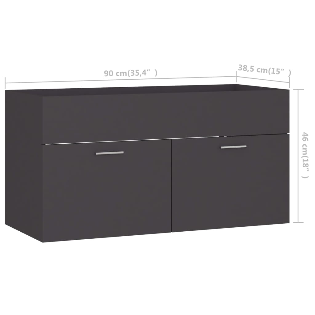 vidaXL 2-dielna súprava kúpeľňového nábytku sivá drevotrieska