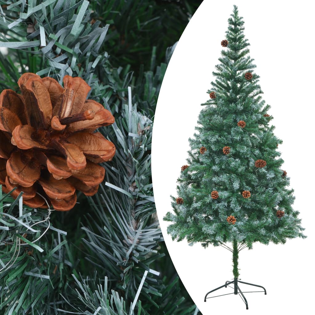 vidaXL Umelý vianočný stromček LED a borovicové šišky 210 cm