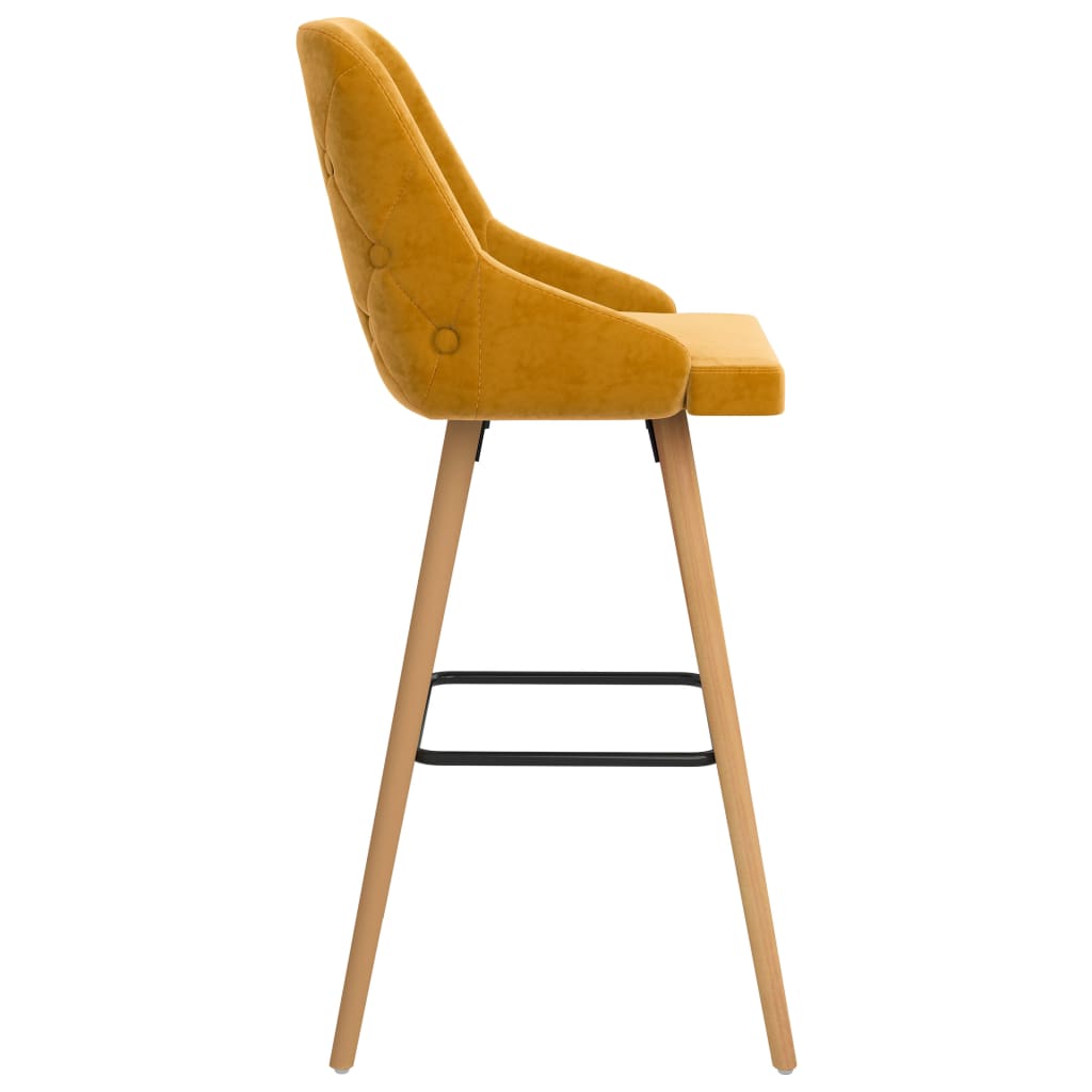 vidaXL Barové stoličky 2 ks, žlté, zamat