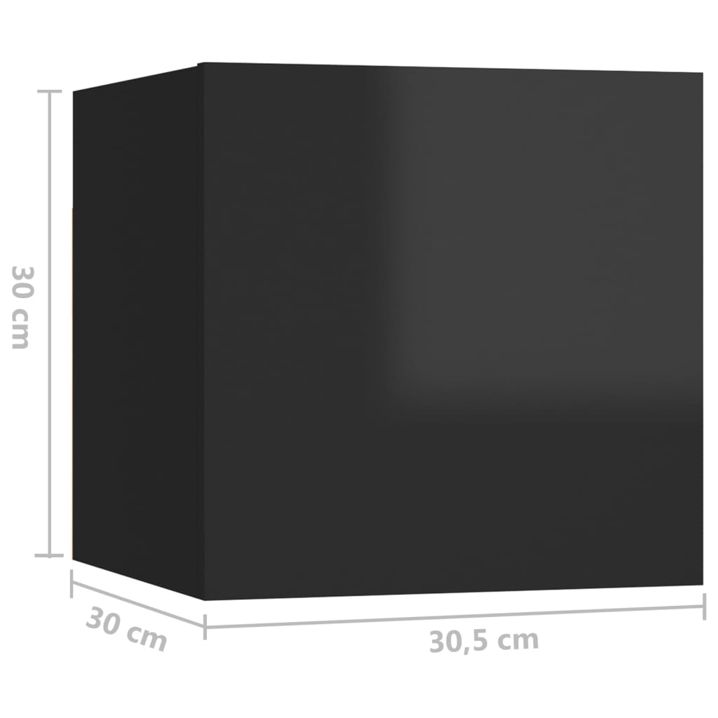 vidaXL Nástenná TV skrinka lesklá čierna 30,5x30x30 cm