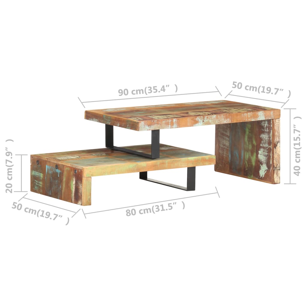 vidaXL 2-dielna sada konferenčných stolíkov masívne recyklované drevo