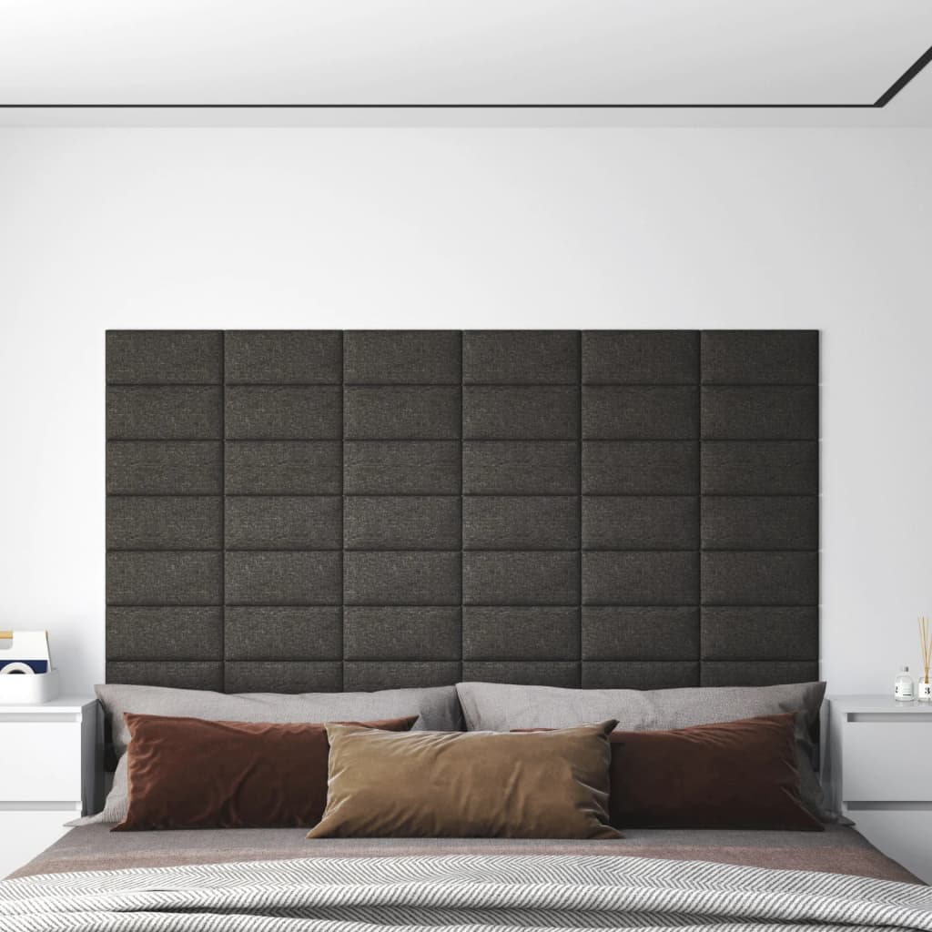 vidaXL Nástenné panely 12 ks tmavosivé 30x15 cm látkové 0,54 m²