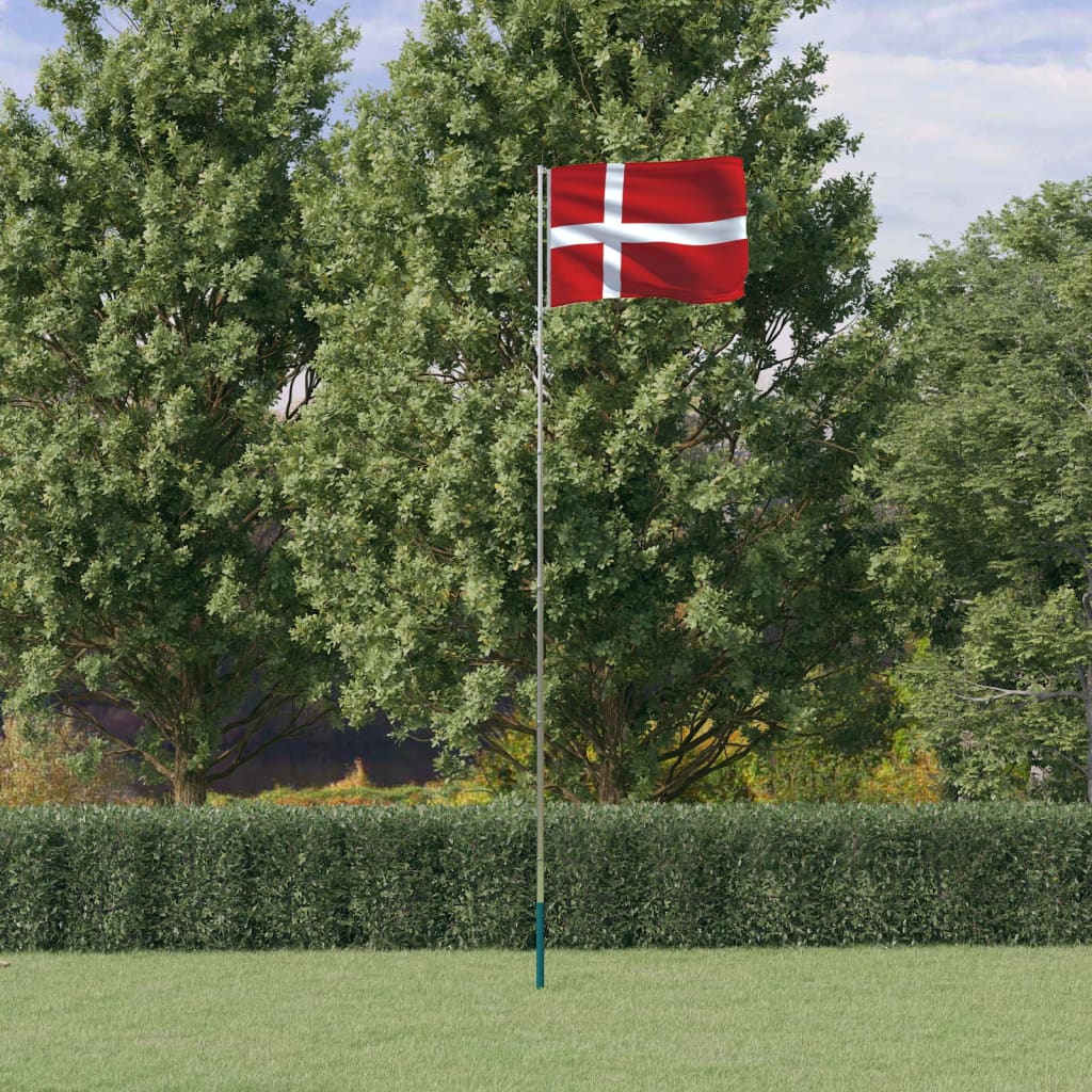 vidaXL Vlajka Dánska a tyč 5,55 m hliník