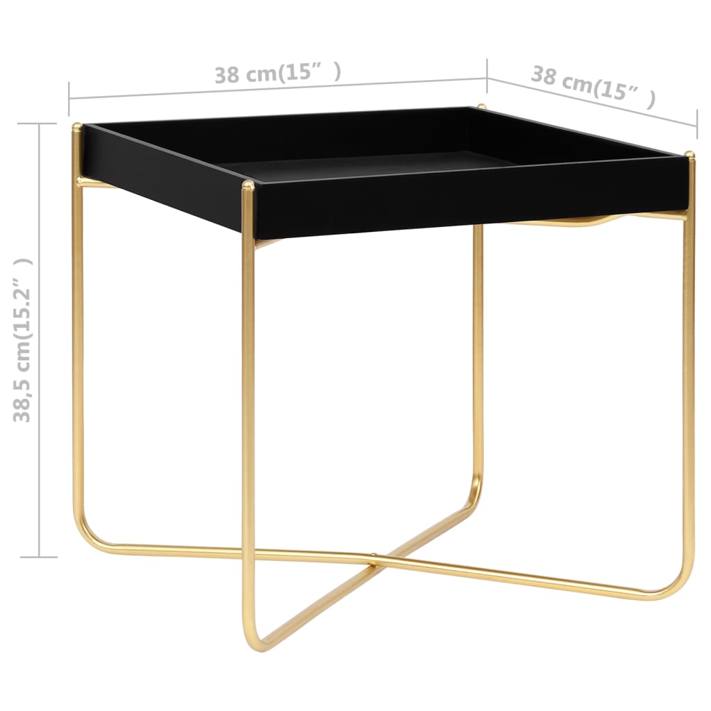 vidaXL Bočný stolík čierno-zlatý 38x38x38,5 cm MDF