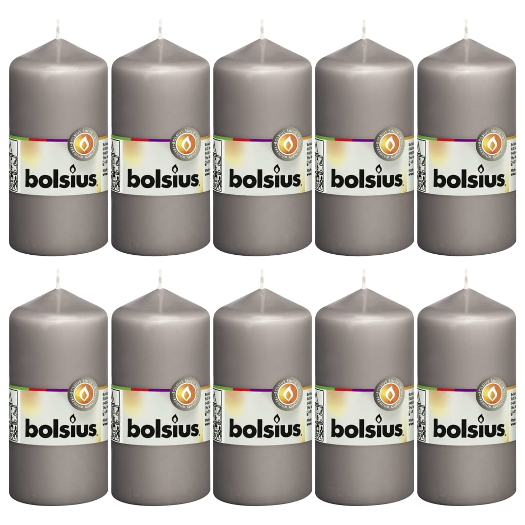 Bolsius Valcové sviečky 10 ks 120x58 mm teplé sivé