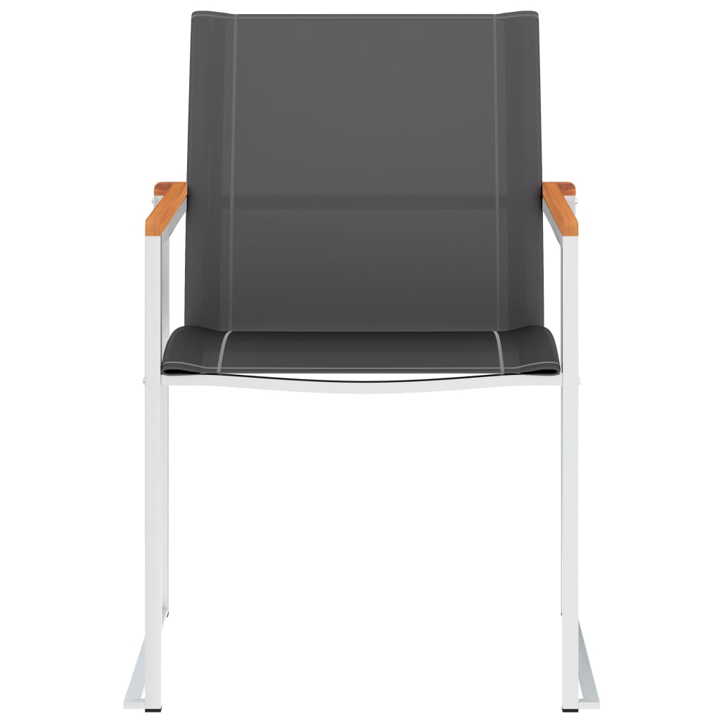 vidaXL Záhradné stoličky 4 ks sivé textilén a nehrdzavejúca oceľ