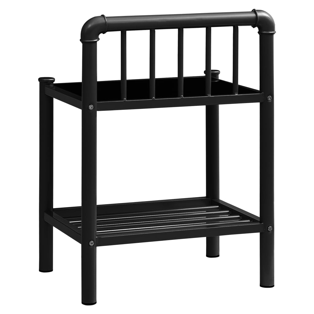 vidaXL Nočný stolík čierny 45x34,5x62,5 cm kov a sklo