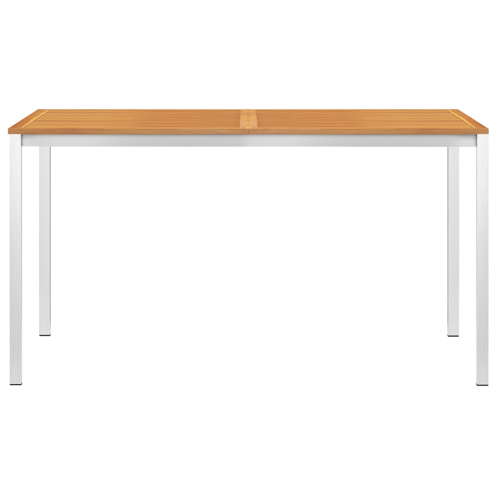vidaXL Záhradný jedálenský stôl 140x80x75 cm, akáciový masív, oceľ