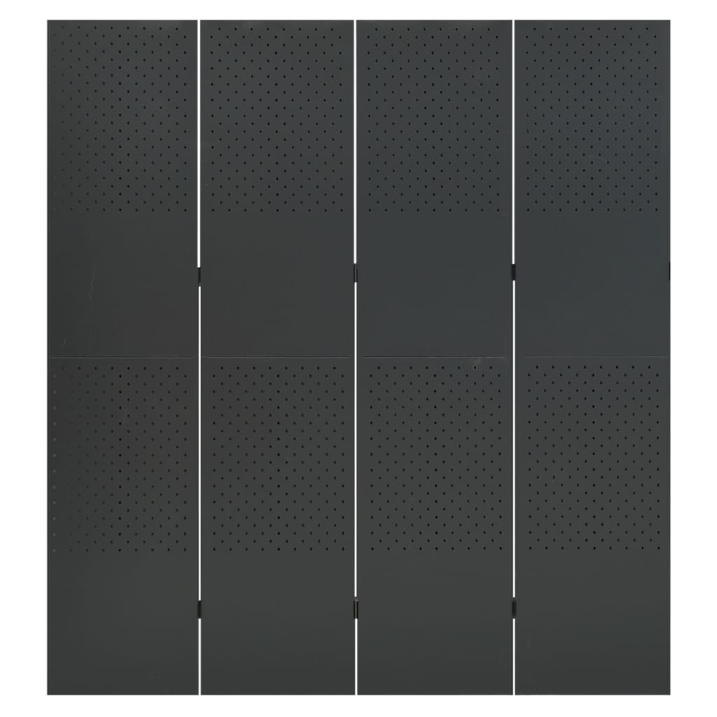vidaXL 4-panelové paravány 2 ks antracitové 160x180 cm oceľ