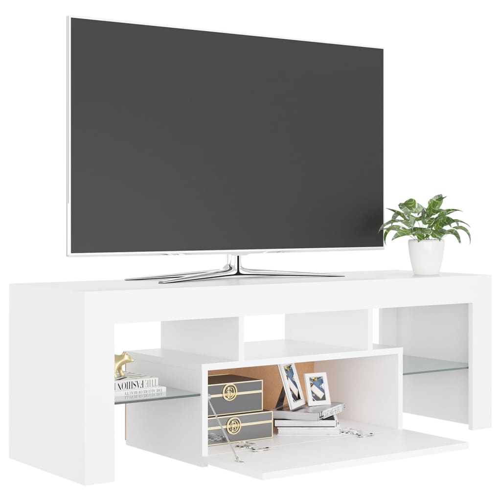 vidaXL TV skrinka s LED svetlami biela 120x35x40 cm