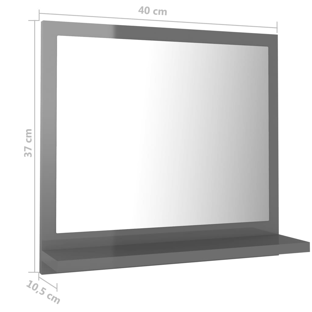vidaXL Kúpeľňové zrkadlo, lesklé sivé 40x10,5x37 cm, kompozitné drevo