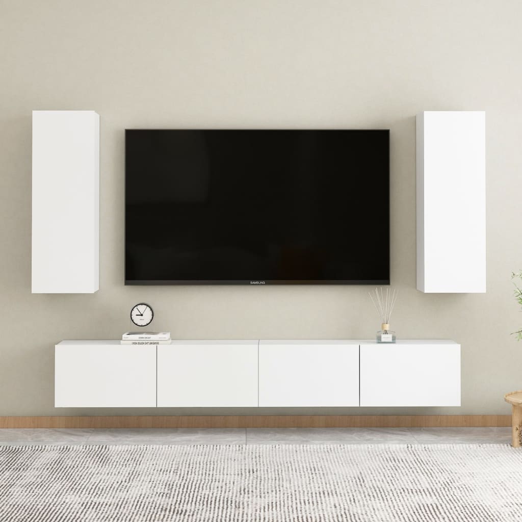 vidaXL TV skrinka, biela 30,5x30x90 cm, kompozitné drevo