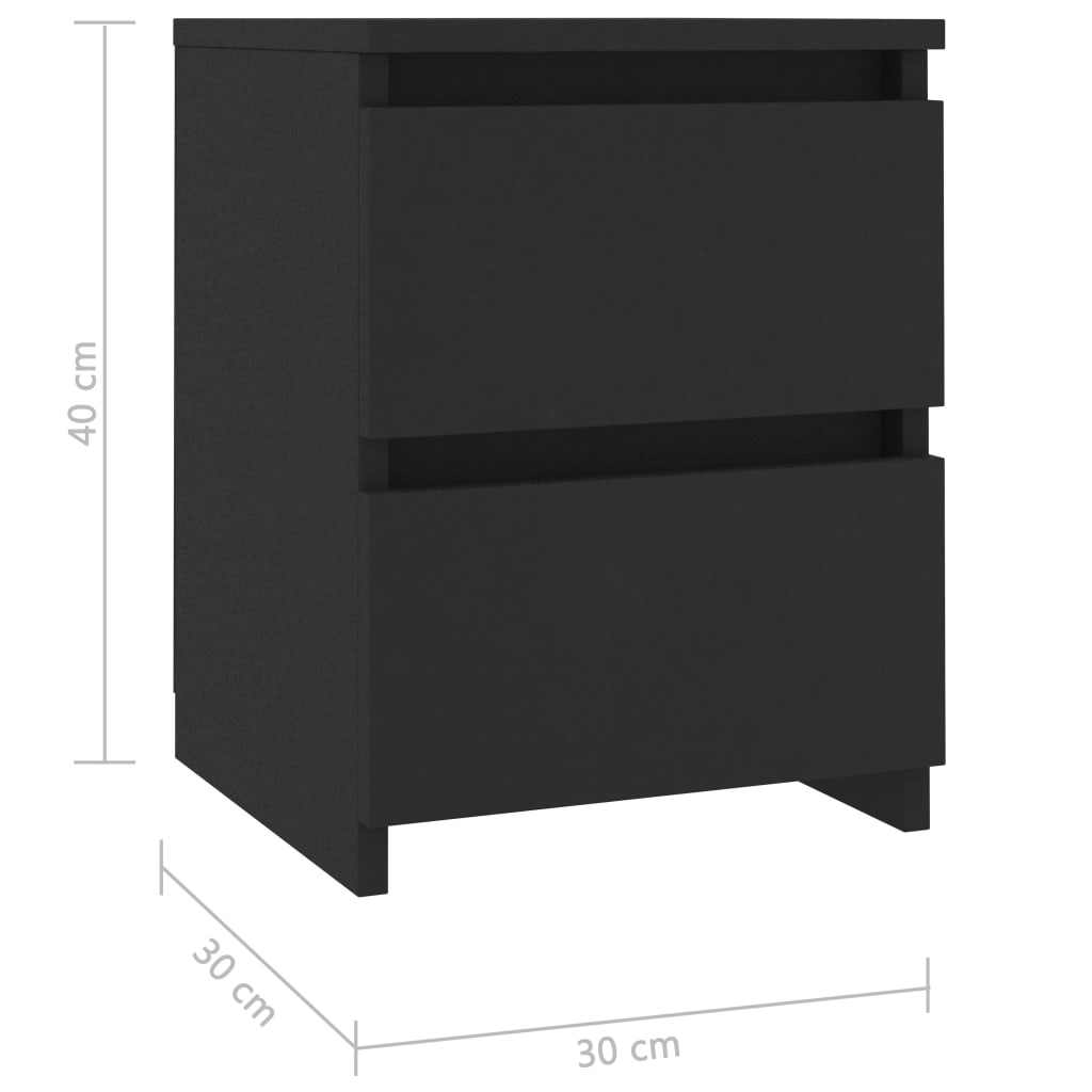 vidaXL Nočný stolík čierny 30x30x40 cm drevotrieska