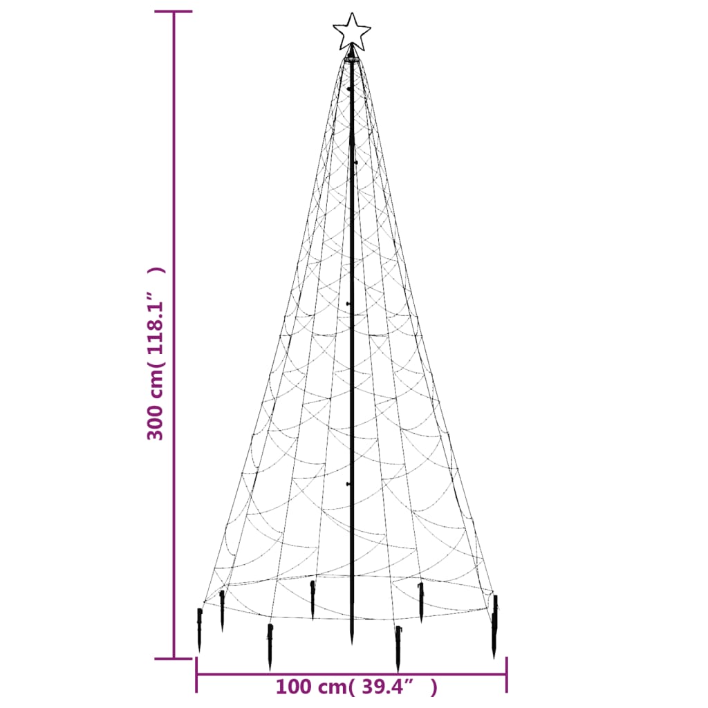 vidaXL Vianočný stromček s kovovým stĺpikom 500 LED, modrý 3 m