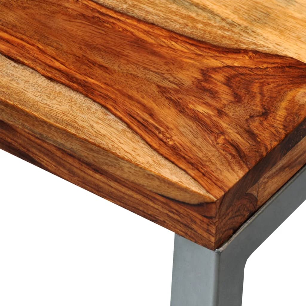 vidaXL Konzolový stolík z dreveného masívu sheesham s oceľovými nohami