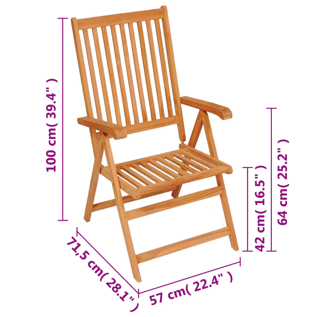 vidaXL Sklápacie záhradné stoličky 8 ks tíkový masív