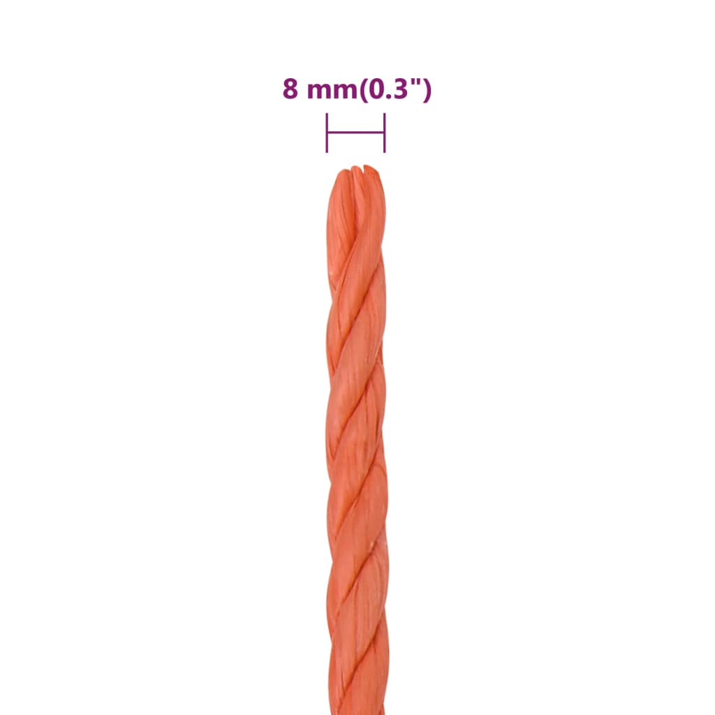 vidaXL Pracovné lano oranžové 8 mm 25 m polypropylén