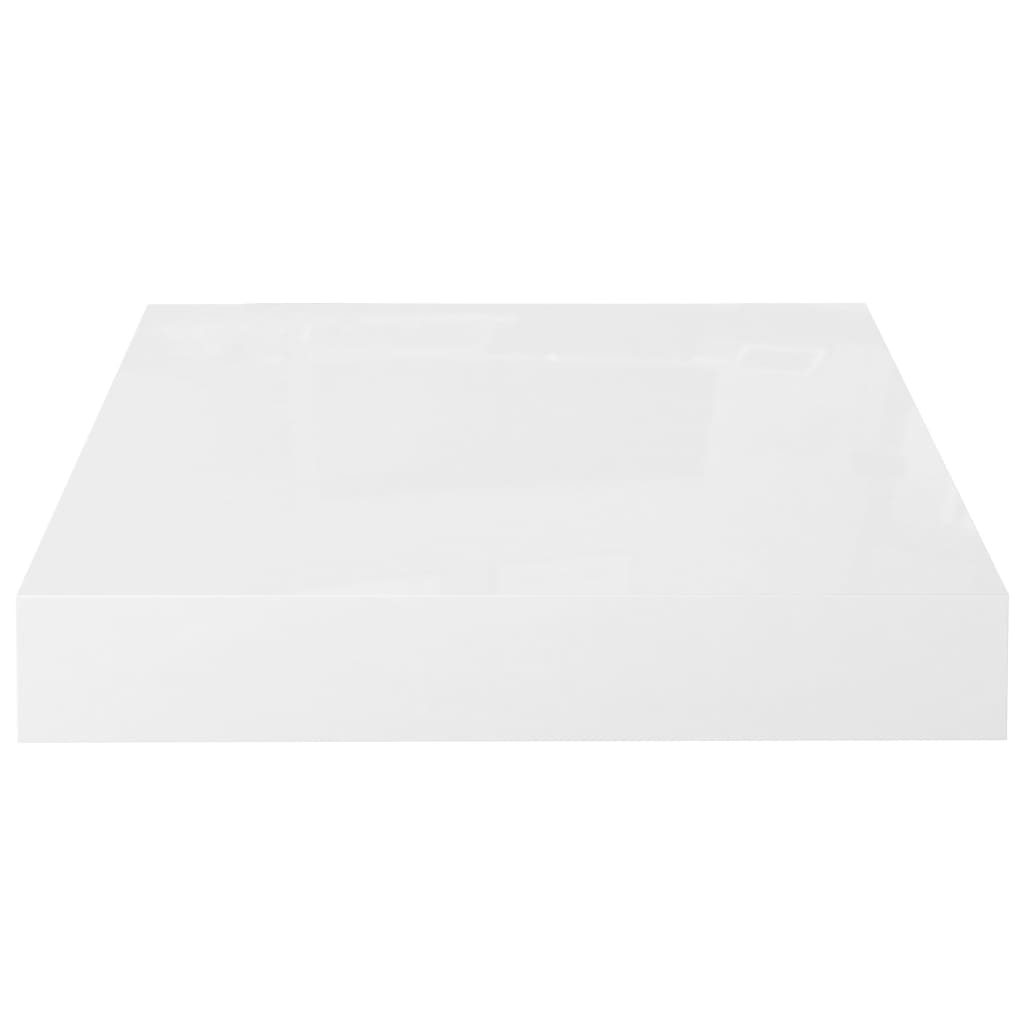 vidaXL Plávajúca nástenná polica, lesklá biela 23x23,5x3,8 cm, MDF