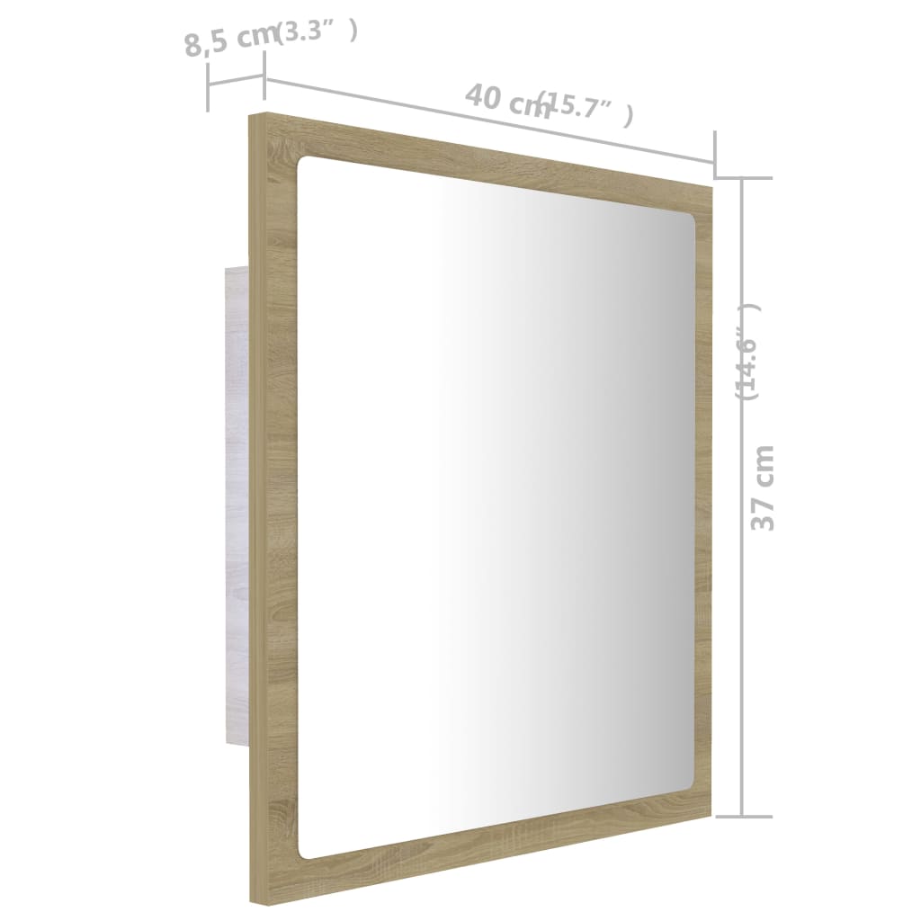 vidaXL Kúpeľňové zrkadlo s LED, dub sonoma 40x8,5x37 cm, drevotrieska
