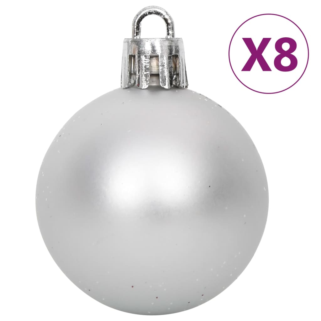 vidaXL 108-dielna sada vianočných ozdôb strieborná/biela