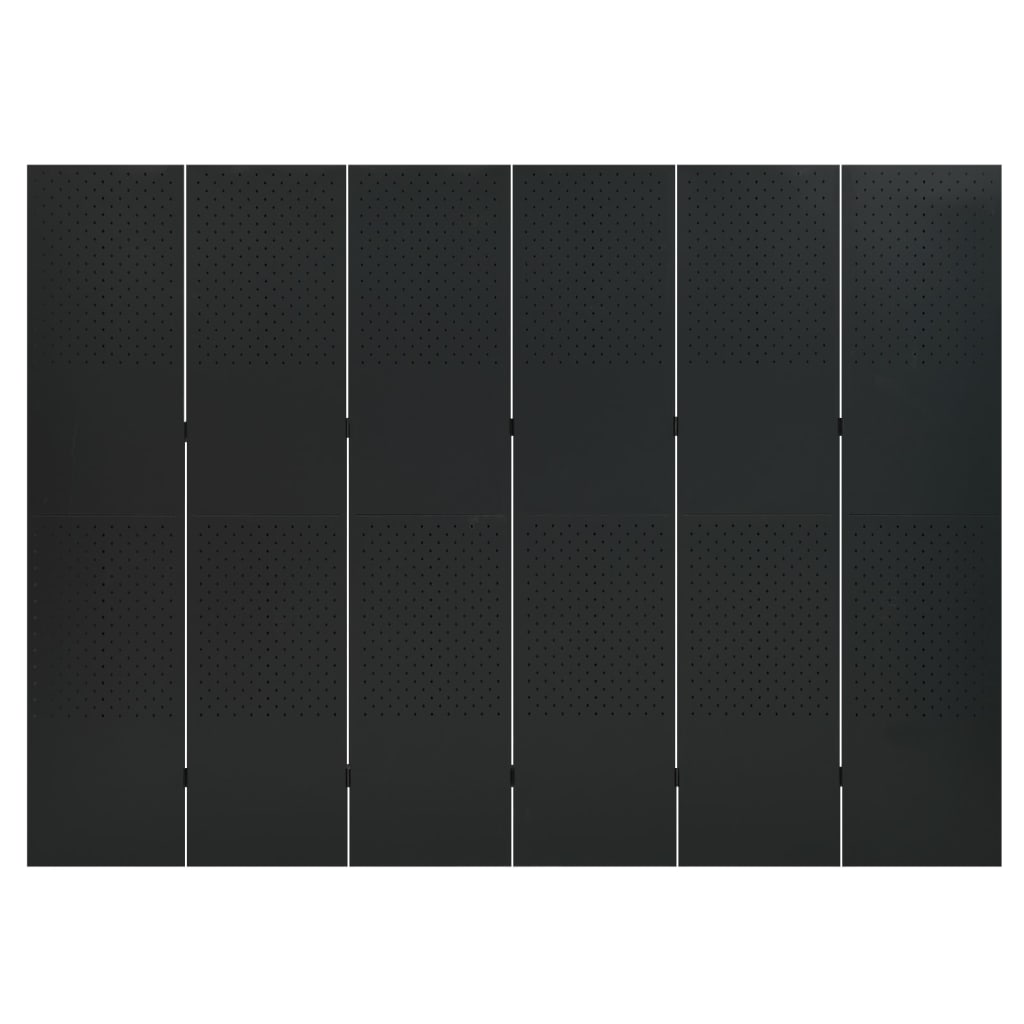 vidaXL 6-panelové paravány 2 ks čierne 240x180 cm oceľ
