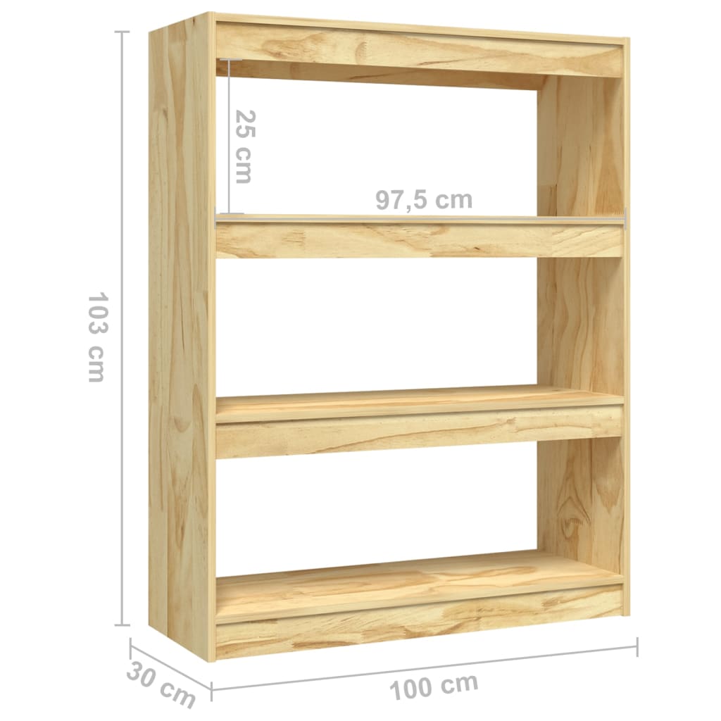 vidaXL Knižnica/deliaca stena 100x30x103 cm masívna borovica