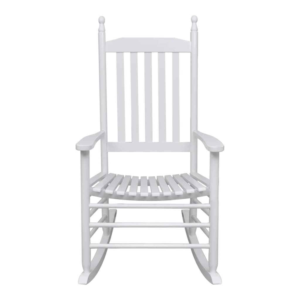 vidaXL Hojdacie kreslo so zaobleným sedadlom, drevo, biele