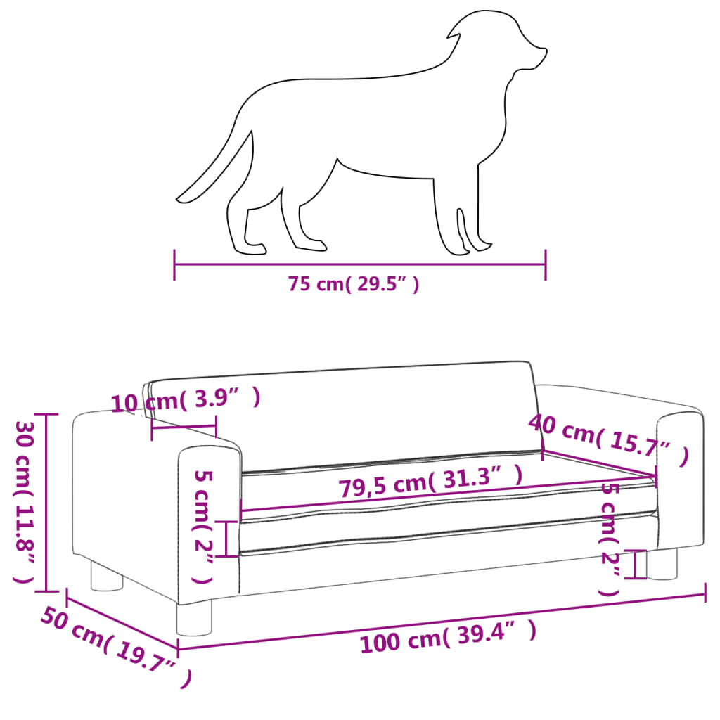 vidaXL Pelech pre psa s nadstavcom ružový 100x50x30 cm zamat