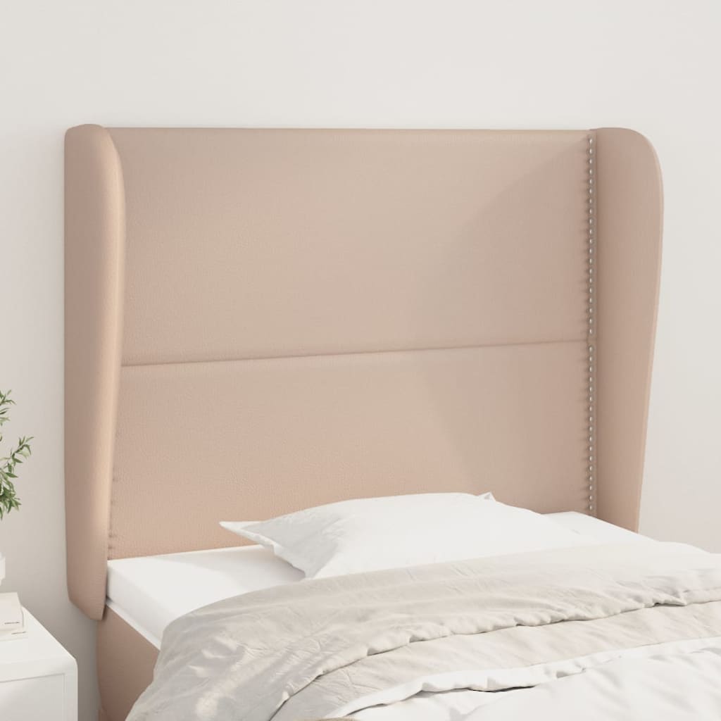 vidaXL Čelo postele so záhybmi kapučínové 83x23x118/128 cm umelá koža