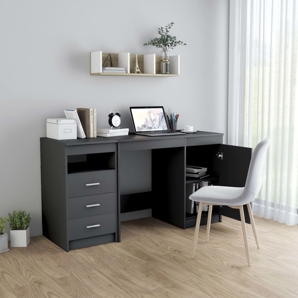 vidaXL Písací stôl sivý 140x50x76 cm drevotrieska