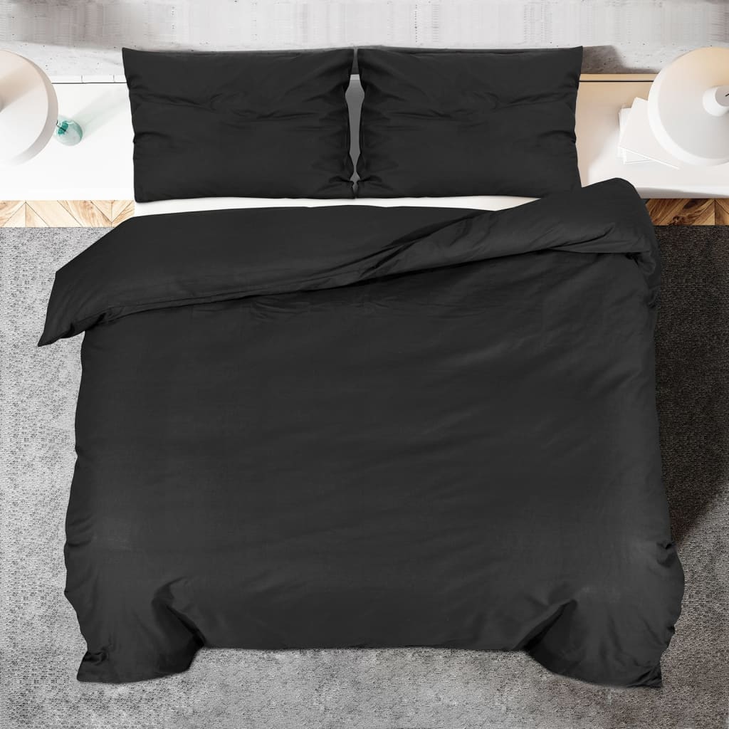vidaXL Súprava obliečok na paplón čierna 135x200 cm bavlna